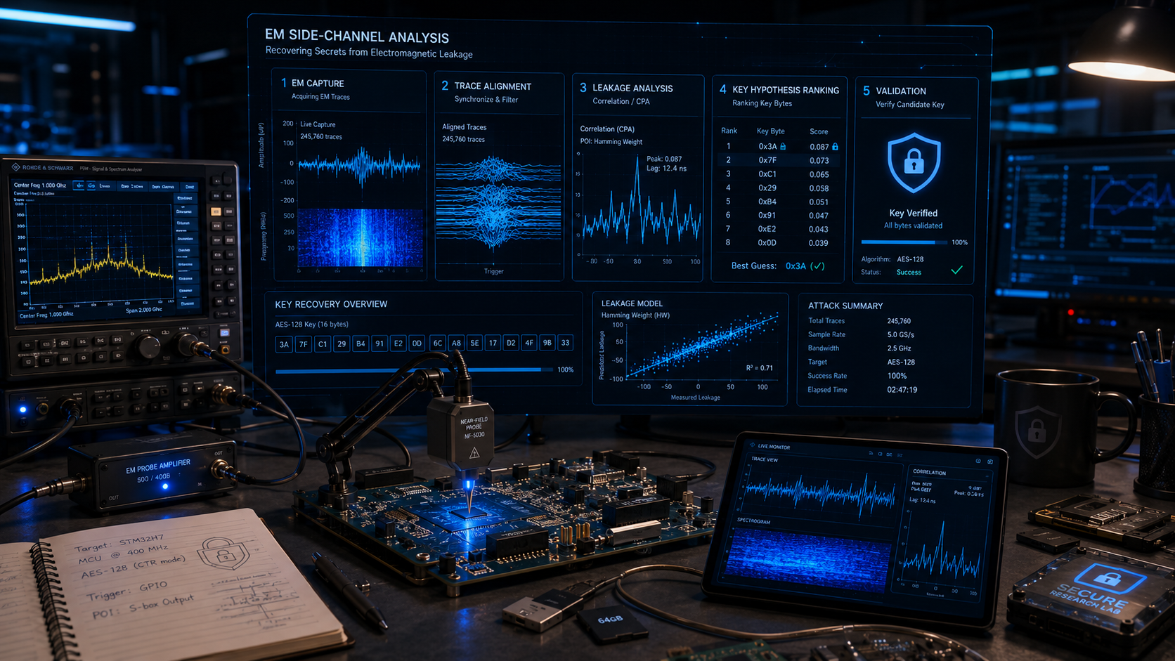 Electromagnetic Side Channel Analysis to Bypass Encryption