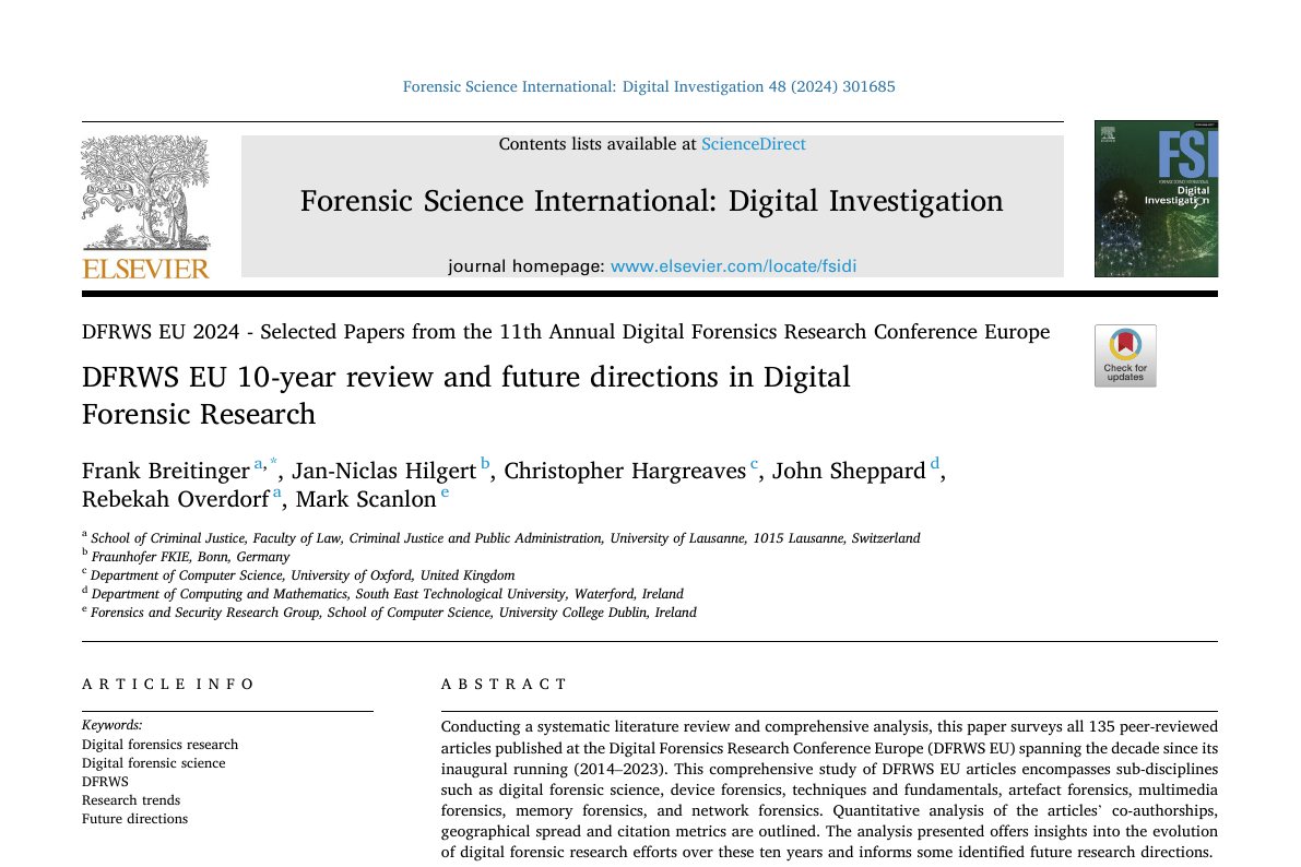 Preview of DFRWS EU 10-Year Review and Future Directions in Digital Forensic Research