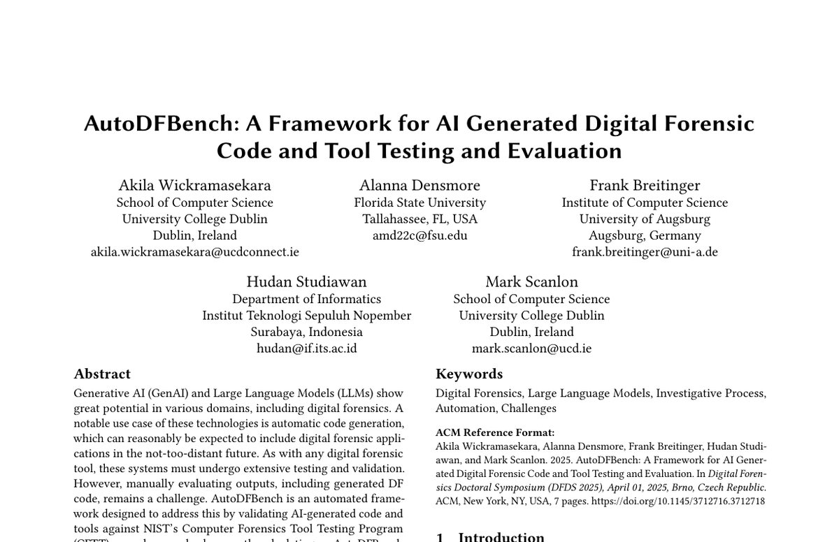 Preview of AutoDFBench: A Framework for AI Generated Digital Forensic Code and Tool Testing and Evaluation