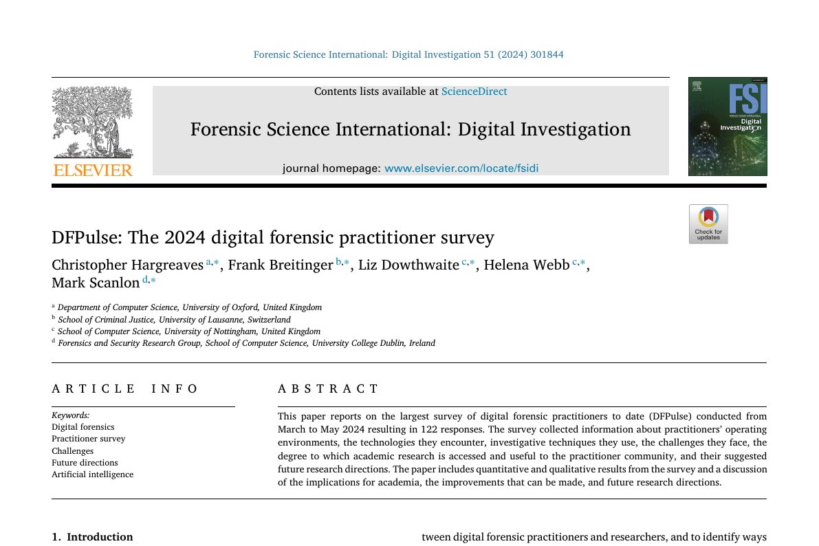Preview of DFPulse: The 2024 digital forensic practitioner survey