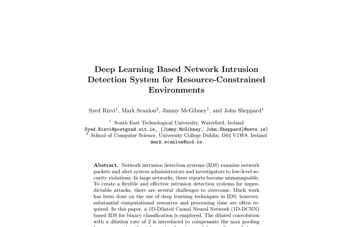 Preview of Deep Learning Based Network Intrusion Detection System for Resource-Constrained Environments