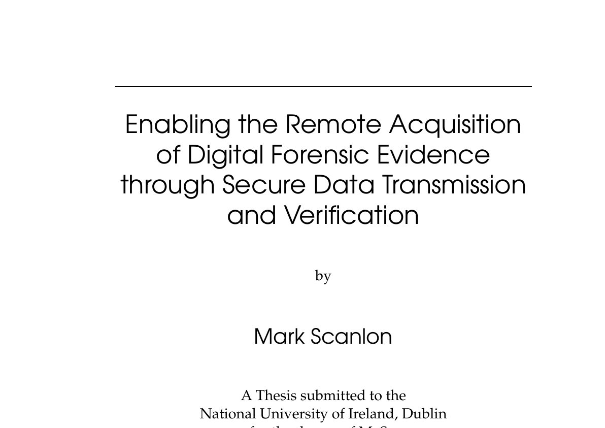 Preview of Enabling the Remote Acquisition of Digital Forensic Evidence through Secure Data Transmission and Verification