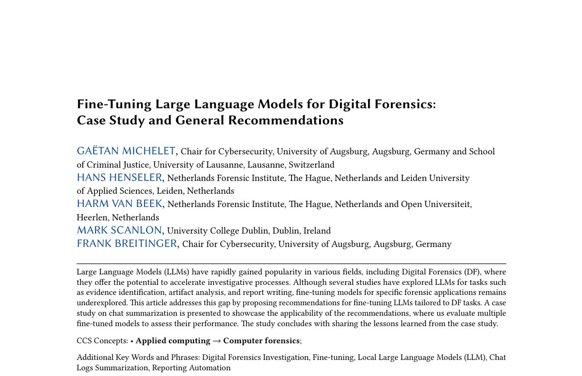Preview of Fine-Tuning Large Language Models for Digital Forensics: Case Study and General Recommendations
