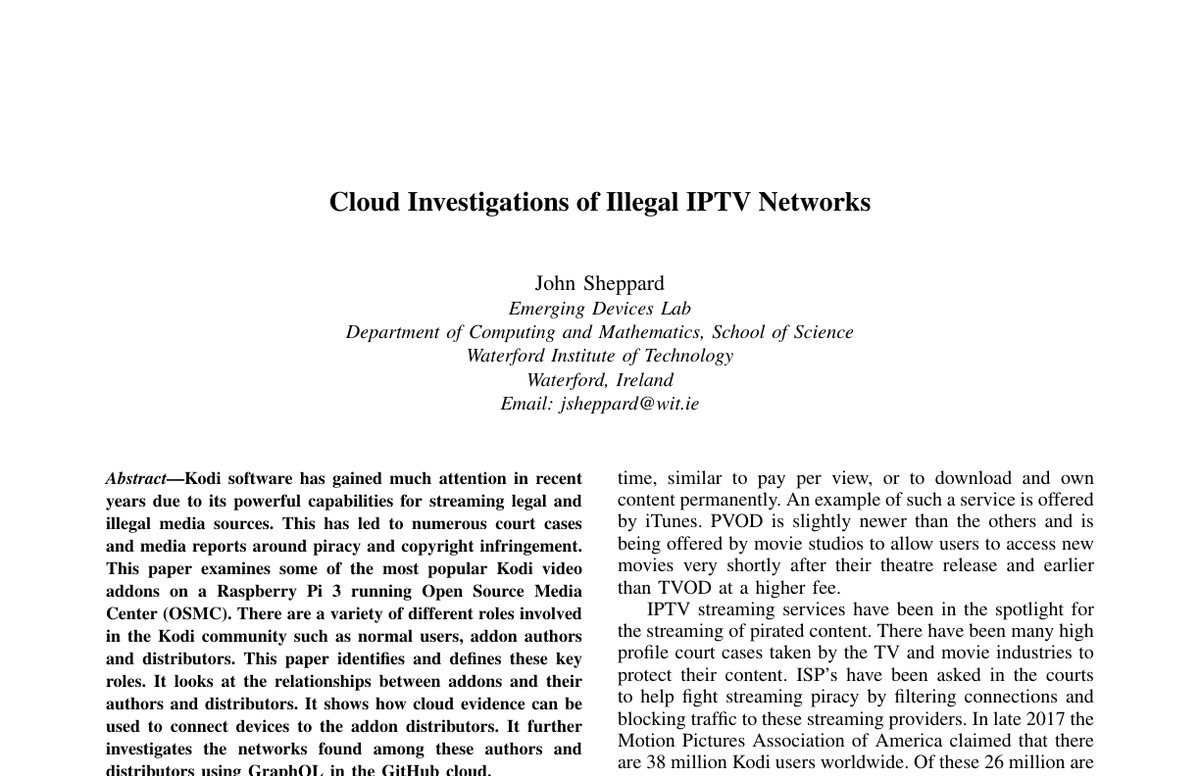 Preview of Cloud Investigations of Illegal IPTV Networks