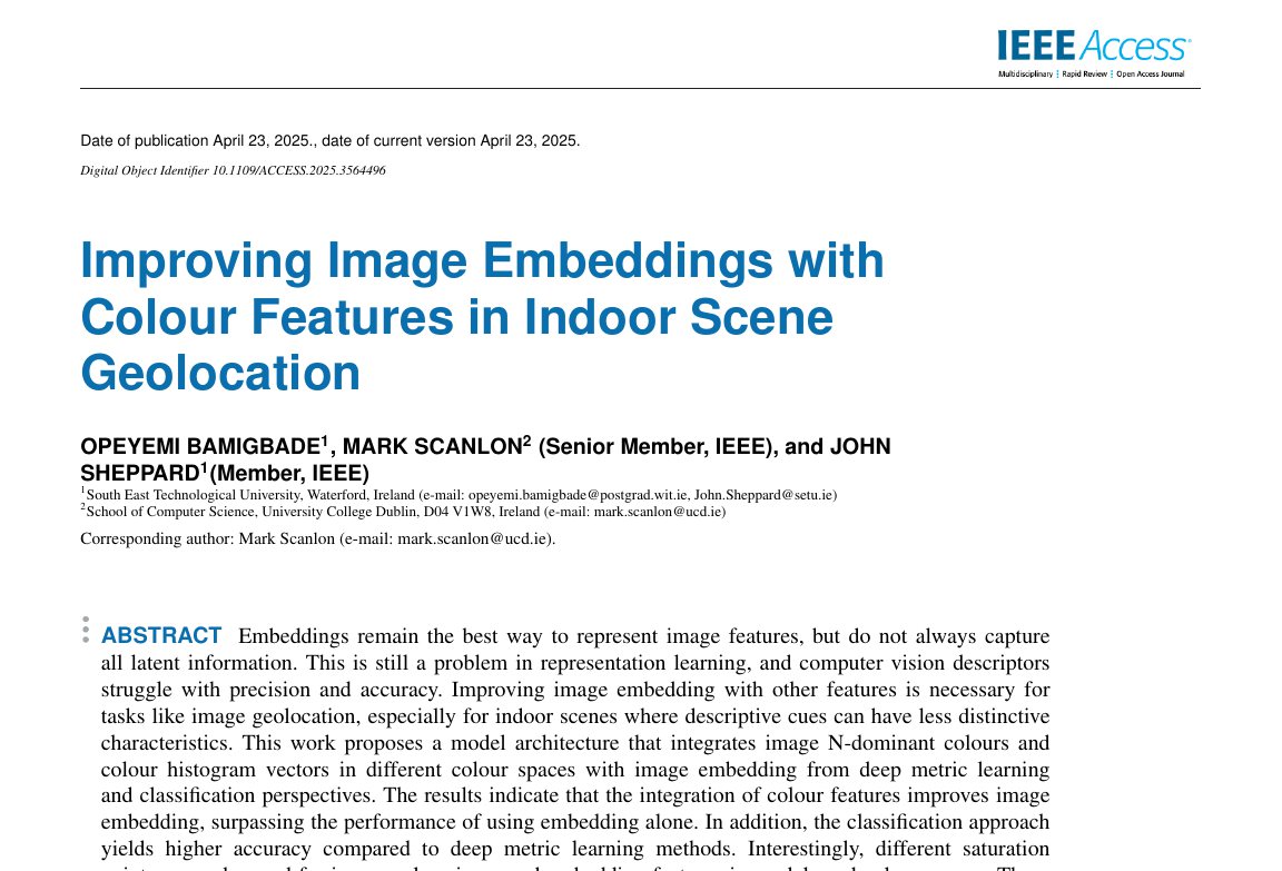 Preview of Improving Image Embeddings with Colour Features in Indoor Scene Geolocation