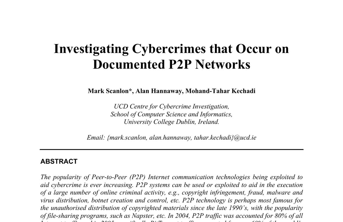 Investigating Cybercrimes That Occur on Documented P2P Networks ...