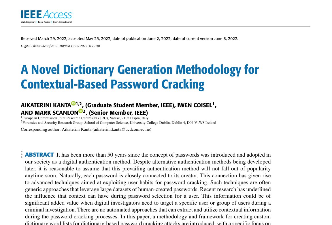Preview of A Novel Dictionary Generation Methodology for Contextual-Based Password Cracking