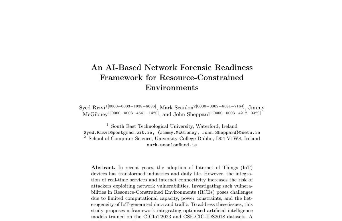 Preview of An AI-Based Network Forensic Readiness Framework for Resource-Constrained Environments