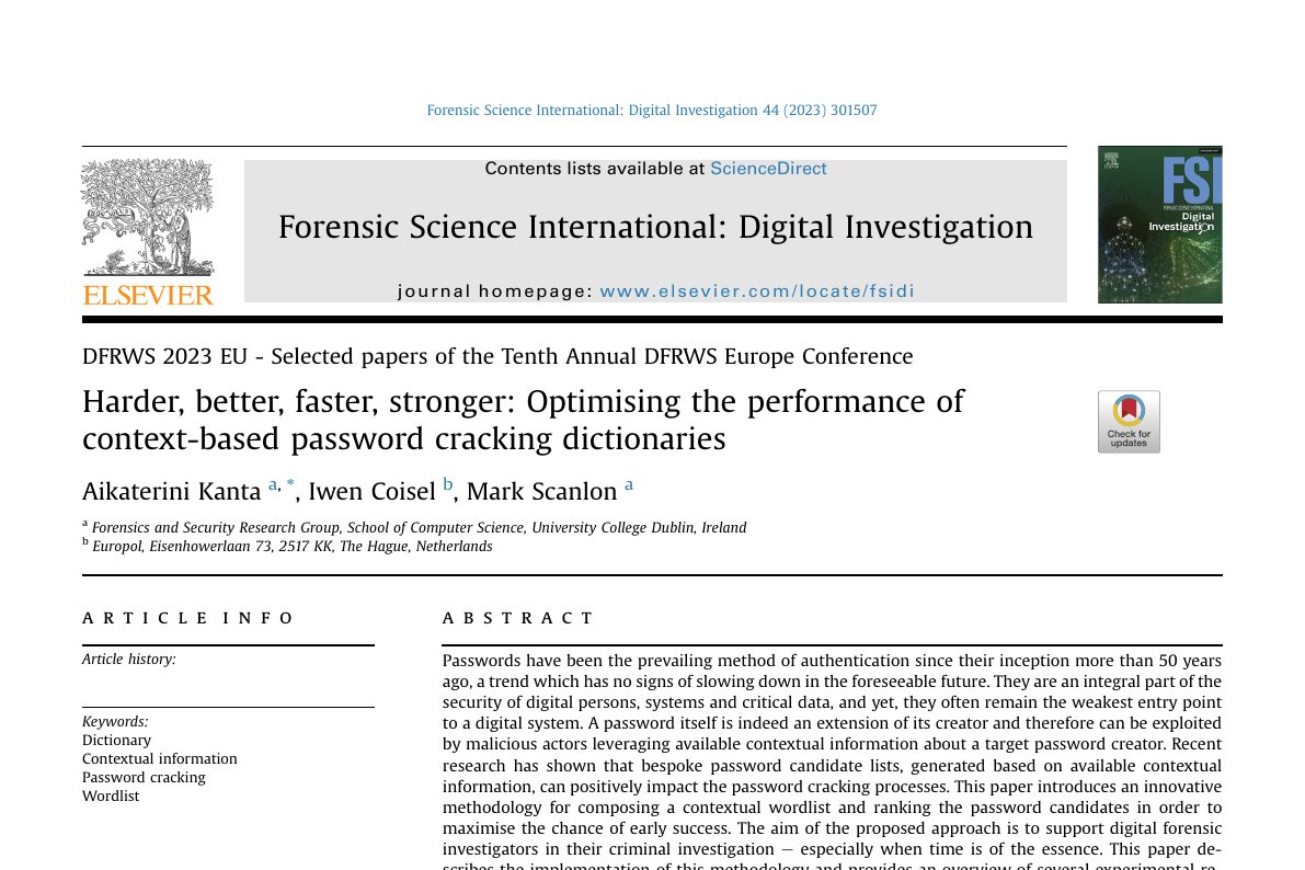 Preview of Harder, Better, Faster, Stronger: Optimising the Performance of Context-Based Password Cracking Dictionaries
