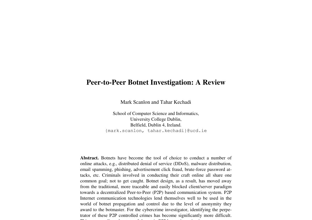 Preview of Peer-to-Peer Botnet Investigation: A Review