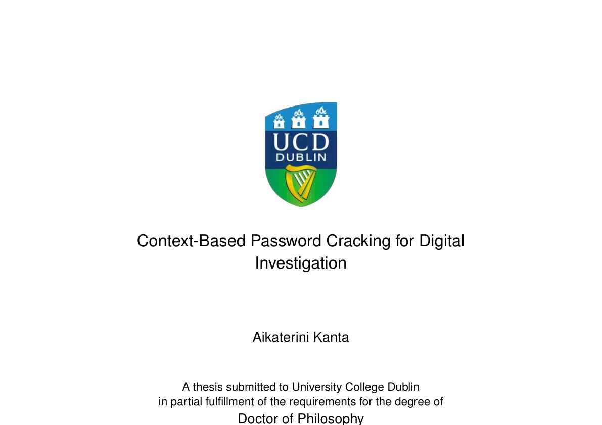Preview of Context-Based Password Cracking for Digital Investigation