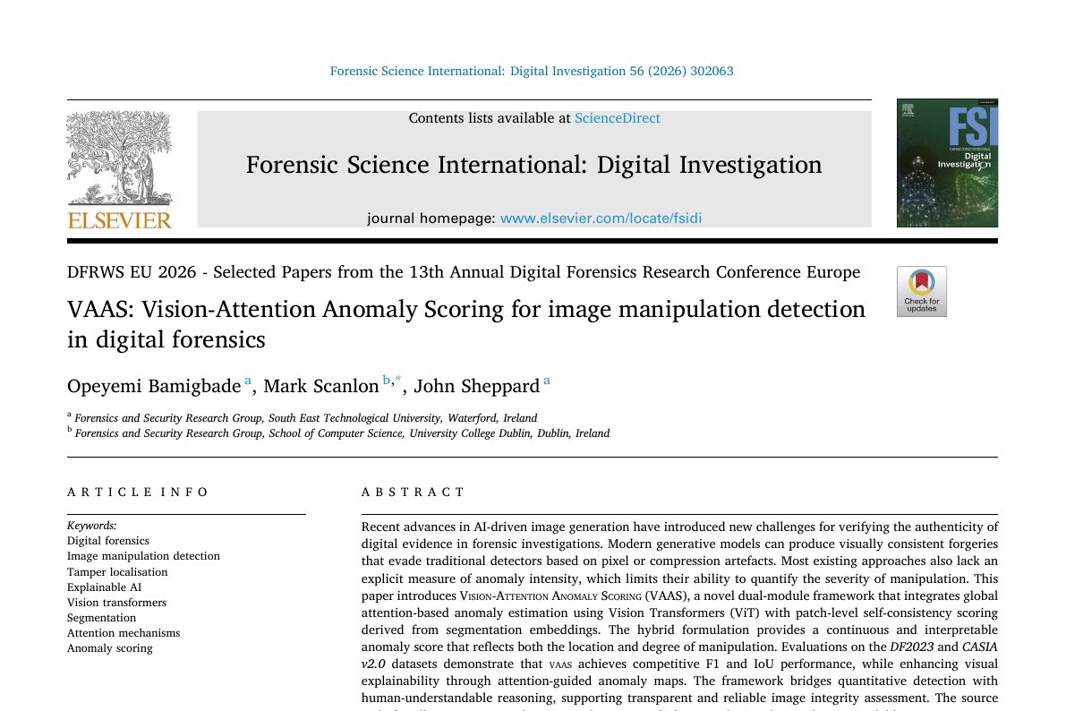 Preview of VAAS: Vision-Attention Anomaly Scoring for Image Manipulation Detection in Digital Forensics