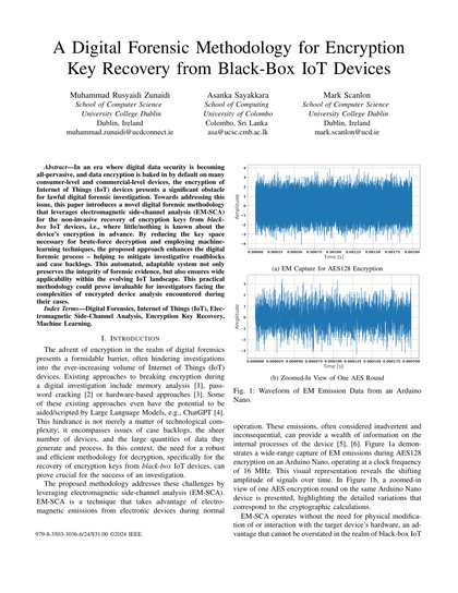 First-page preview of A Digital Forensic Methodology for Encryption Key Recovery from Black-Box IoT Devices