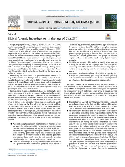 First-page preview of Digital forensic investigation in the age of ChatGPT