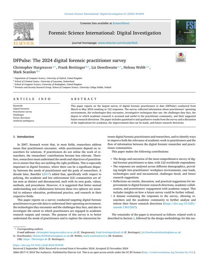 First-page preview of DFPulse: The 2024 digital forensic practitioner survey