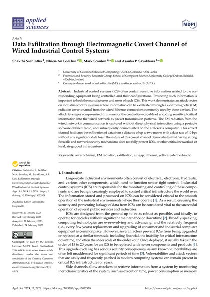First-page preview of Data Exfiltration through Electromagnetic Covert Channel of Wired Industrial Control Systems