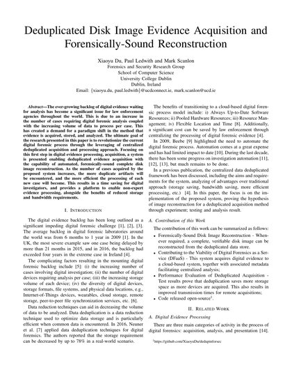 First-page preview of Deduplicated Disk Image Evidence Acquisition and Forensically-Sound Reconstruction