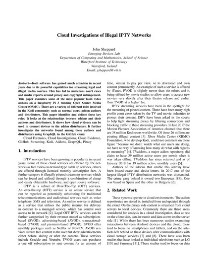 First-page preview of Cloud Investigations of Illegal IPTV Networks