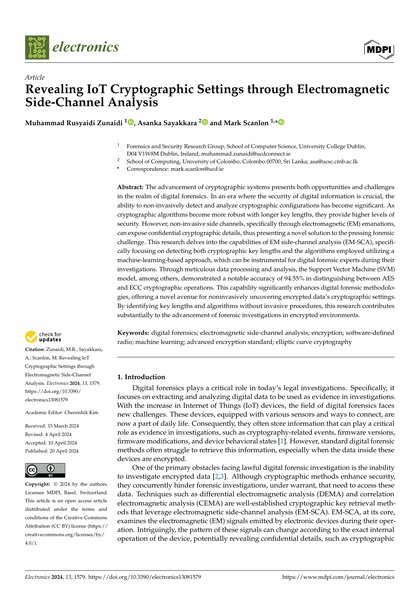 First-page preview of Revealing IoT Cryptographic Settings through Electromagnetic Side-Channel Analysis