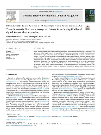 First-page preview of Towards a standardized methodology and dataset for evaluating LLM-based digital forensic timeline analysis