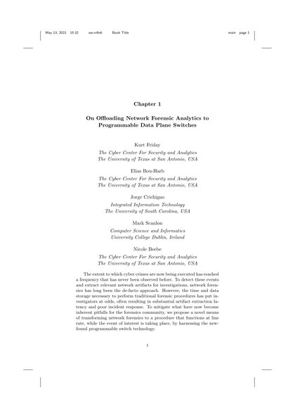 First-page preview of On Offloading Network Forensic Analytics to Programmable Data Plane Switches