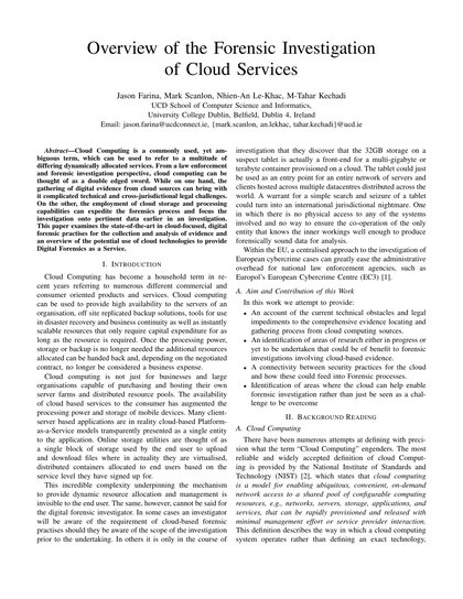 First-page preview of Overview of the Forensic Investigation of Cloud Services