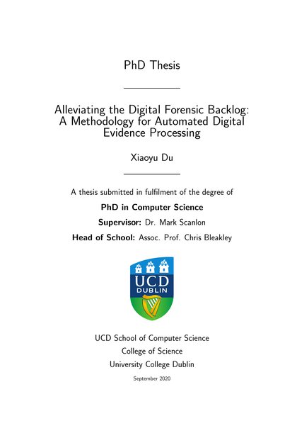 First-page preview of Alleviating the Digital Forensic Backlog: A Methodology for Automated Digital Evidence Processing