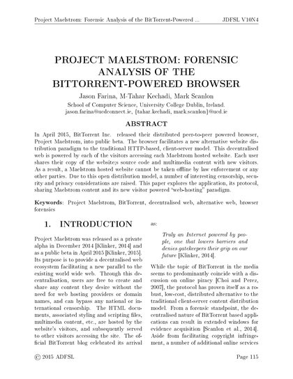 First-page preview of Project Maelstrom: Forensic Analysis of the BitTorrent-Powered Browser