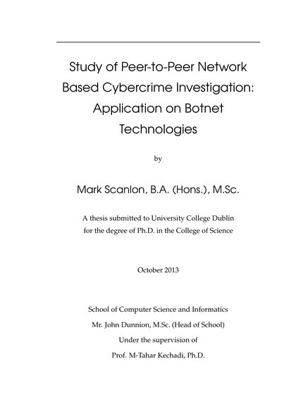First-page preview of Study of Peer-to-Peer Network Based Cybercrime Investigation: Application on Botnet Technologies